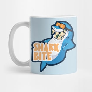 Blue shark with orange glasses character Mug